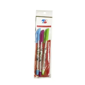 Bút bi Thiên Long xanh dương/đen 0.38mm, vỉ 3 cây